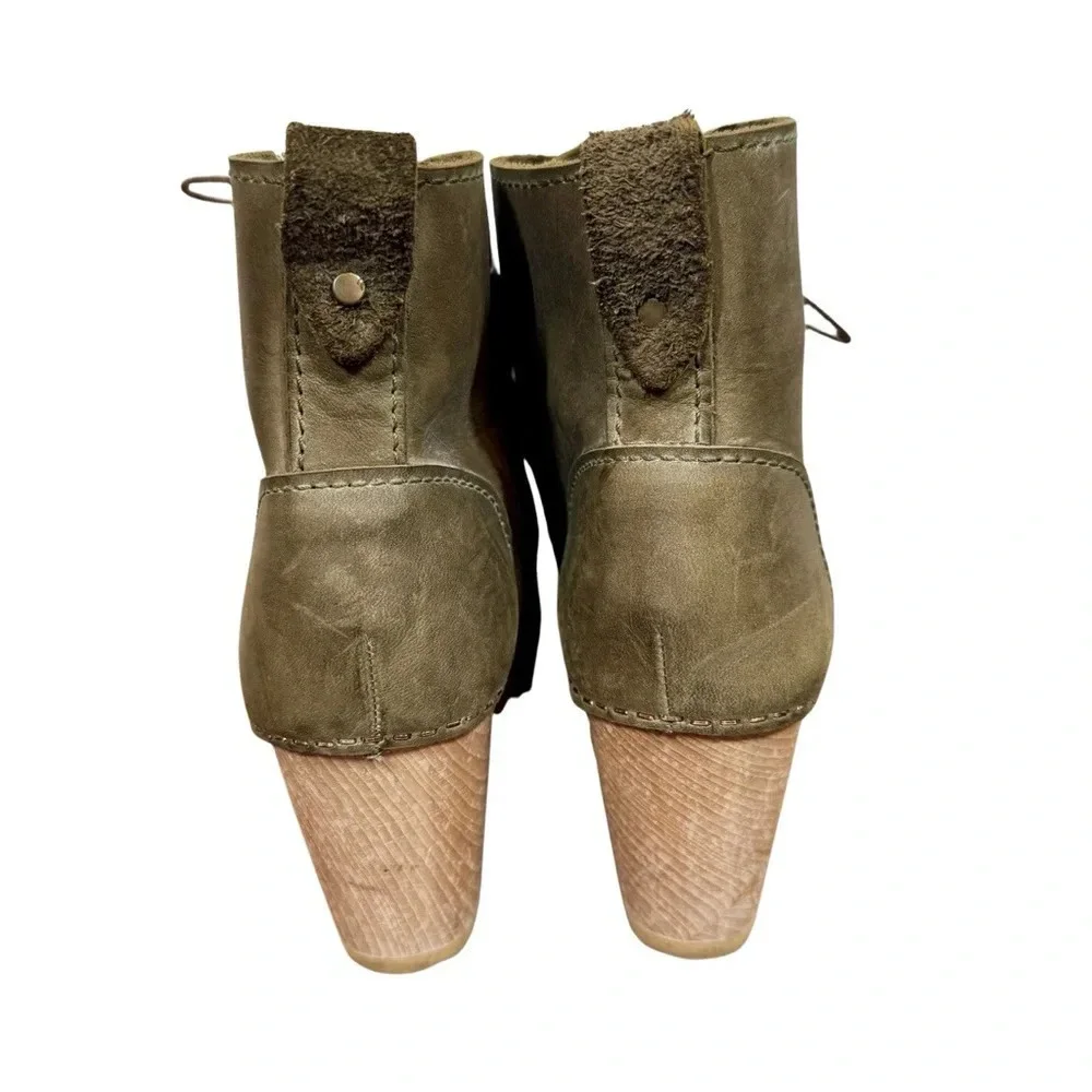 BRYR Phoebe Lace Up Leather Clog Granny Boots Sz:36